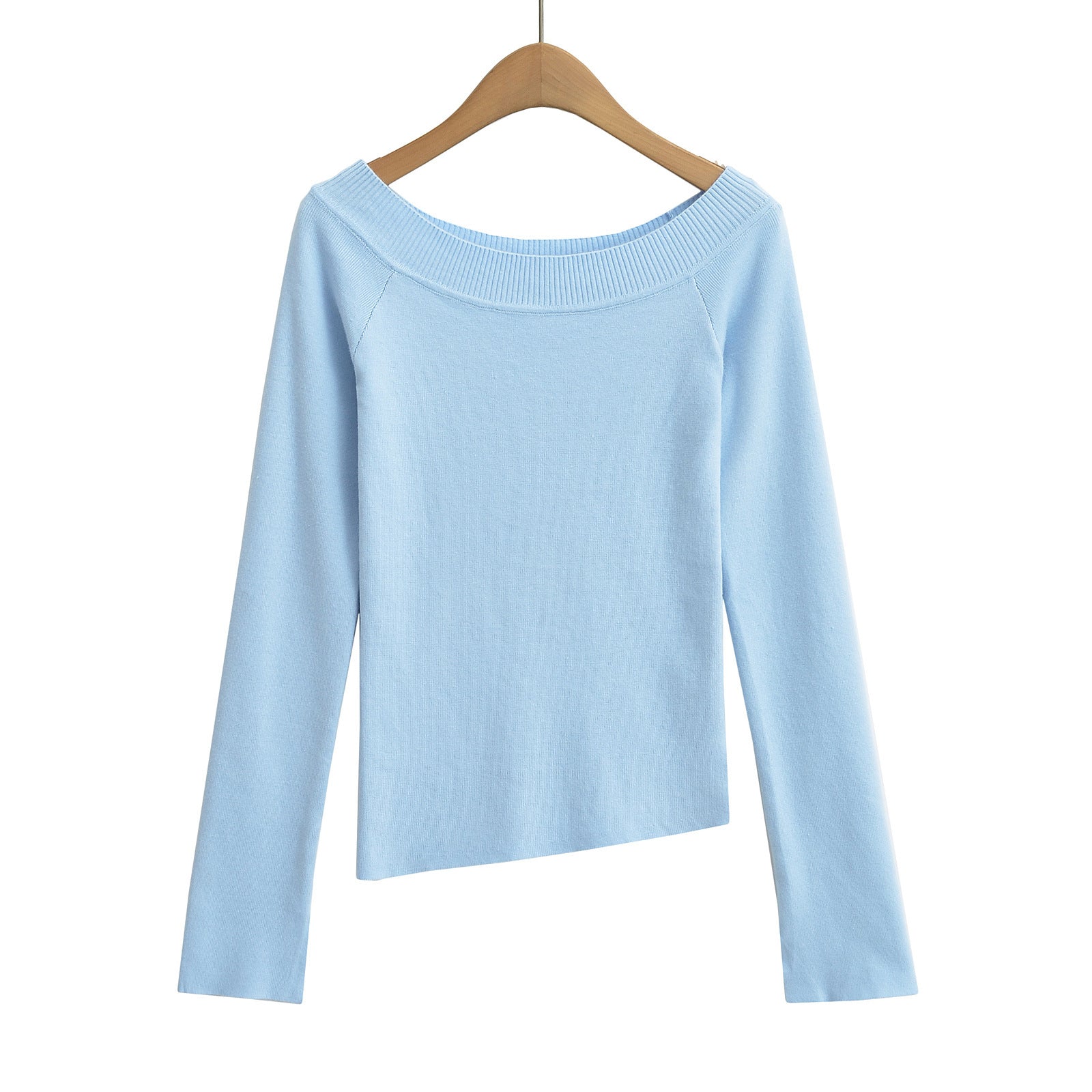 One neck slanted shoulder, off shoulder elastic slim fit top